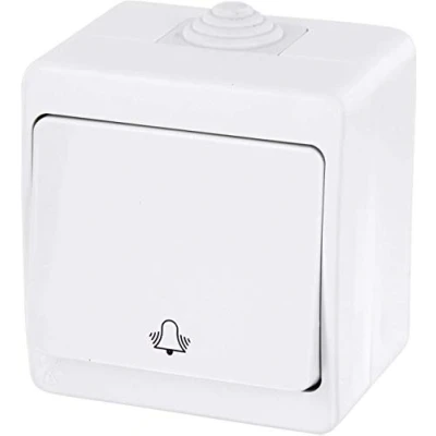 Afbeelding van Opbouwknop IP54 met belsymbool alles in één serie G1 zuiver wit