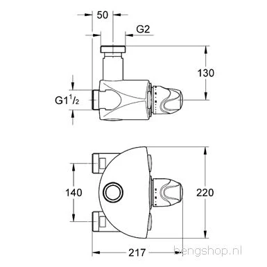 Afbeelding van Grohe XL thermostatische wandmengkraan 1.1/2&quot; zonder kopp. chroom