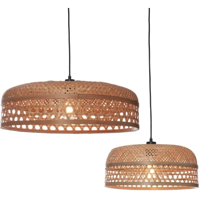 Afbeelding van Good&amp;Mojo Hanglamp Ubud Bamboe 2 Kappen Naturel 60x60x18cm
