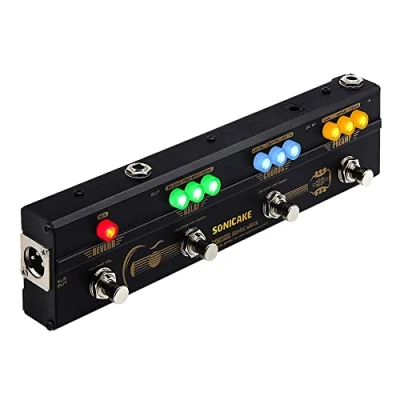 Afbeelding van SONICAKE Multi effectpedaal voor gitaar, akoestische DI box, pre amp, chorus, vertraging, galm, pedaal met XLR uitgang, Sonic Wood