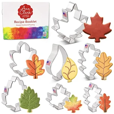 Afbeelding van Koekjesvormpjes van Ann Clark USA Bladeren koekjesvormpjes, herfstbladeren set 7 stuks