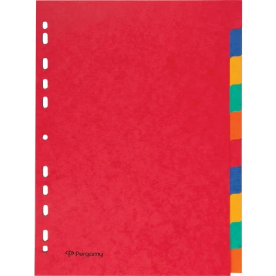 Afbeelding van Pergamy Tabbladen Ft A4, 11 gaatsperforatie, Stevig Karton, Geassorteerde Kleuren, 10 Tabs