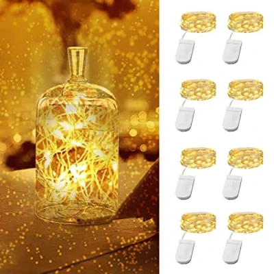 Afbeelding van Vicloon Fleslamp, 20 LED&#039;s 2M Warm witte LED Lichtslingers Met Schroevendraaier en 8 * Vervangbare Knoopbatterij, Wijnverlichting Voor Fles DIY, Feestelijke Bruiloftsfeerverlichting stuks