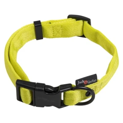 Afbeelding van JACK AND VANILLA, Hondenhalsband, model Comfort Tube nylon, kleur geel, maat 15 mm x 24 35 cm