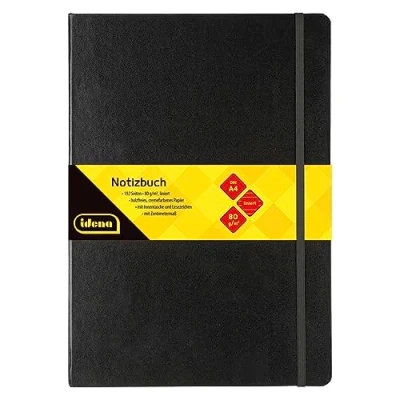 Afbeelding van Idena 209292 notitieboek DIN A4, gelinieerd, papier crèmekleurig, 192 pagina&#039;s, 80 g/m², hardcover in zwart, 1 stuk