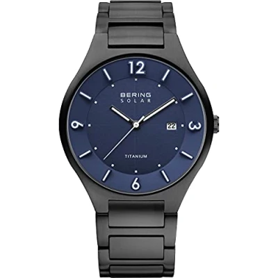 Afbeelding van BERING Heren Analog Kwarts Solar/Titanium Collection Horloge met Titanium Armband en Saffierglas 14440 727