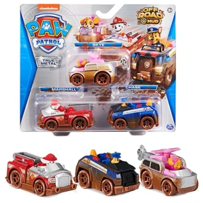 Afbeelding van PAW Patrol True Metal Chase, Skye en Marshall Off Road Speelgoedauto&#039;s