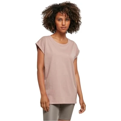 Afbeelding van Build Your Brand Dames T shirt Ladies Extended Shoulder Tee, bovenstuk voor vrouwen met overgesneden schouders verkrijgbaar in vele kleuren, maten XS 5XL, Duskroos, 5XL
