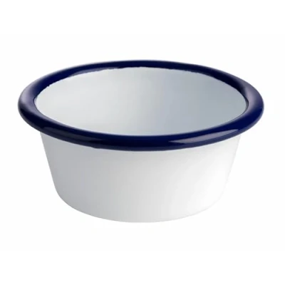 Afbeelding van Schaal enamelware ø8 x h3 5 cm Wit/blauw