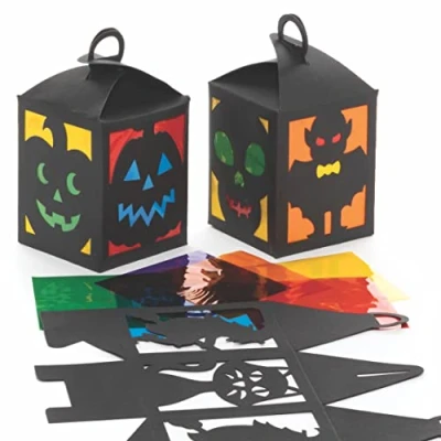 Afbeelding van Baker Ross FE767 Halloween lantaarn knutsel sets voor kinderen 4 stuks, knutselwerk kinderen, gebrandschilderd glassets herfstactiviteiten