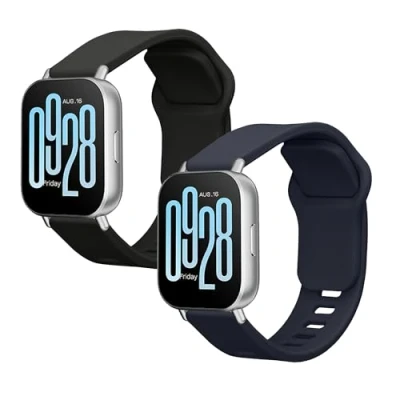 Afbeelding van kwmobile 2x horlogebandjes geschikt voor Xiaomi Redmi Watch 5 Active / Lite bandje Smartwatch bandjes van TPU Activity tracker horloge band in zwart donkerblauw