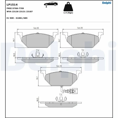 Afbeelding van Delphi Diesel Remblokset LP1514