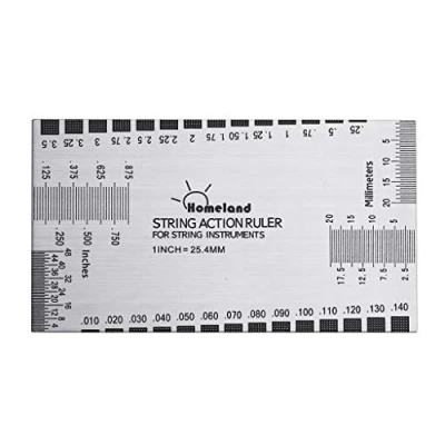 Afbeelding van Alnicov Roestvrijstalen String Action Liniaal Gitaar Setup Gauge Luthier Meetinstrument met Gebruikershandleiding voor elektrische, akoestische en basgitaren