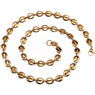 Afbeelding van 60cm x 9mm Koffieboon Ketting Unisex Stalen Goudkleur Schakelketting