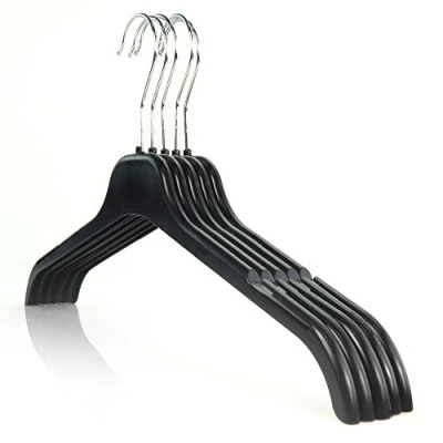 Afbeelding van Hangerworld 15 ruimtebesparende zwarte kleerhangers 43 cm robuuste kunststof