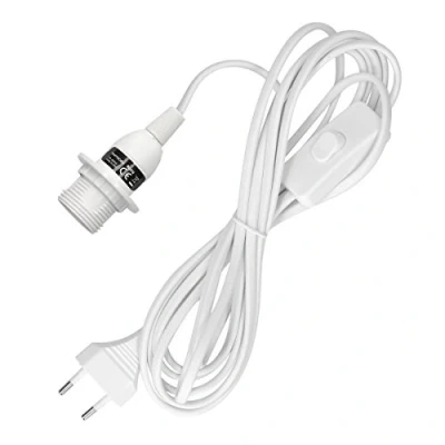 Afbeelding van kwmobile E14 fitting Met schakelaar Lampfitting snoer en stekker compleet 3,5 meter netsnoer bevestigingsring Wit