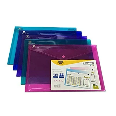 Afbeelding van ARK Carry File Popper Wallet met drukknoopsluiting [Pack van 5] (Electra assortiment, A4)