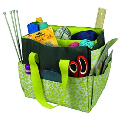 Afbeelding van Kleiber Knutseltas/handwerktas, 100% polyester, kiwi/grijs, 34 x 29 25 cm