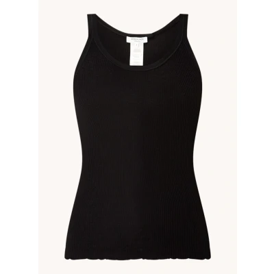 Afbeelding van Rosemunde dames Belle ribgebreide top in zijdeblend met ronde hals de kleur Zwart, maat: L