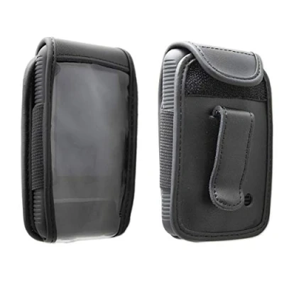 Afbeelding van caseroxx Leren tas met riemclip voor Dexcom G6 uit echt leer, mobiele telefoonhoes riem (met venster gemaakt van vuilafstotende transparante film erin zwart)