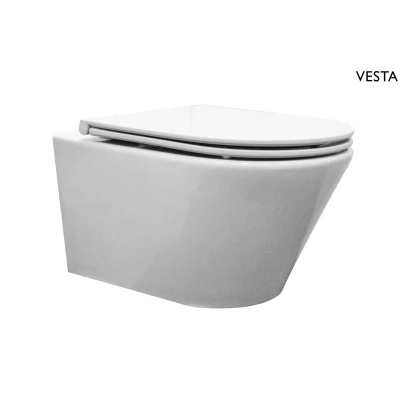 Afbeelding van Wiesbaden Vesta wandcloset met Flatline toiletzitting softclose en quick release glans wit