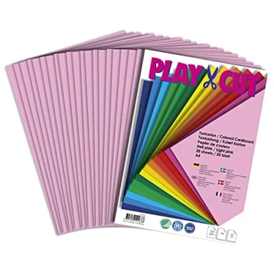 Afbeelding van PLAY CUT gekleurd karton A4 lichtroze (220 g/m2) 20 vellen DIN knutselkarton dik bedrukbaar kartonnen papier premium printpapier dikte om te knutselen