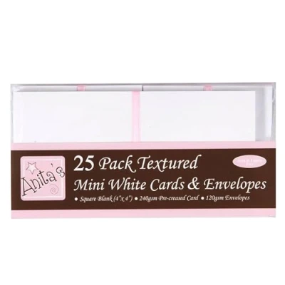 Afbeelding van Anita&#039;s Effen blanco kaarten en enveloppen, 4 x 4, wit, 25 stuks, voor thuis, bruiloft, verjaardag, Kerstmis, bedankt, kunst ambacht, scrapbooking benodigdheden, babyshower, maken