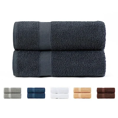 Afbeelding van Todocama 2 grote badhanddoeken, 100% katoen, 550 g/m², extra zacht, zeer absorberend en sneldrogend, afmetingen 100 x 150 cm, donkergrijs