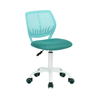 Afbeelding van Bureaustoel, draaistoel, verstelbaar, zitting van stof, ergonomisch, zonder armleuning, turquoise