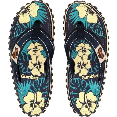 Afbeelding van Gumbies Teenslippers Unisex Blue Hibiscus Blauw / Geel/ Groen Maat 37