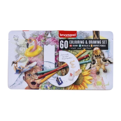 Afbeelding van Kleurpotloden Bruynzeel creatief kunstenaarsblik 60stuks assorti
