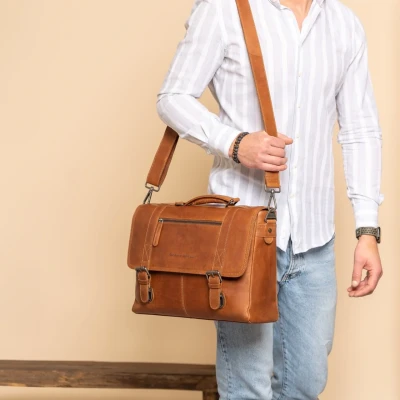 Afbeelding van The Chesterfield Brand Leren Laptoptas Cognac Imperia
