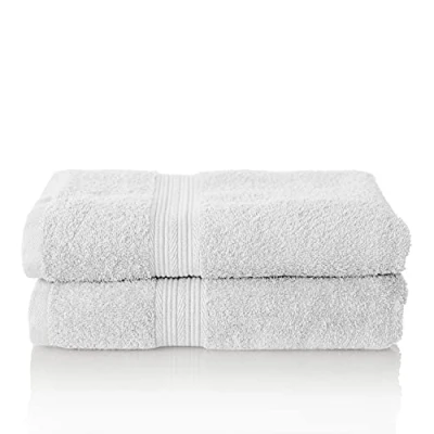 Afbeelding van Glart Premium badstoffen handdoekenset, kleur: WIT, 2 douchehanddoeken van 70 x 140 cm