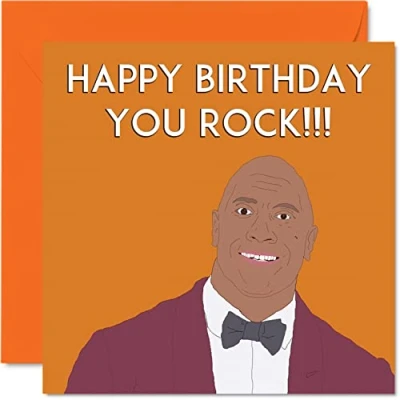 Afbeelding van Fun The Rock verjaardagskaarten voor mannen vrouwen You Rock! Gelukkige verjaardagskaart vriend collega tante oom broer zus moeder vader zoon dochter, 145mm x 18e 21e 30e 40e 50e wenskaart
