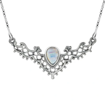 Afbeelding van Zilveren ketting dames met hanger ketting, maansteen sierlijke bewerkingen