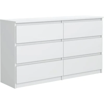 Afbeelding van Ladekast Wit Mat met 6 laden 140 cm, Commode Dressoir Woonkamer Slaapkamer H : 78,5 B 138,6 D 39 cm Modern Design Gelamineerd Bord