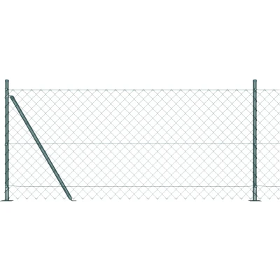Afbeelding van vidaXL Kettinglinkomheining met 7 Flanged Posts 1x10 m Gegalvaniseerd staal