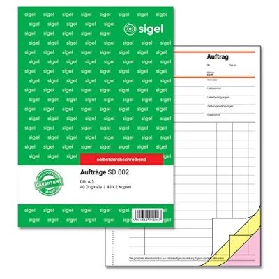 Afbeelding van Sigel SD001 order, 2 voudig, A5, 2x40 vellen, zelfdoorschrijvend 3 x 40 vellen. 1 Stuk
