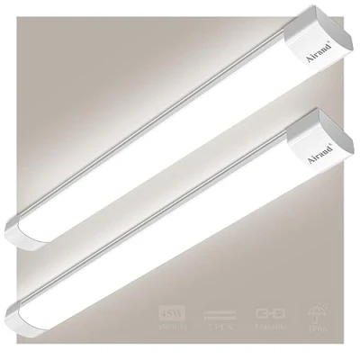 Afbeelding van 2 stuks neon ledstrip, 150 cm, ledbuis, 45 W, 4500 lm, plafondlamp, waterdicht, IP66, plafondverlichting, natuurlijk wit, 4000 K, licht voor garage, keuken, kantoor, werkplaats, binnen en buiten