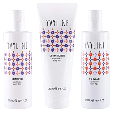 Afbeelding van KIT capelli ricci YVYLINE Shampoo Curly Girl Method + Co wash Conditioner balsamo Per morbidi, idratati, leggeri, lucenti e facili da pettinare Set 3 pezzi