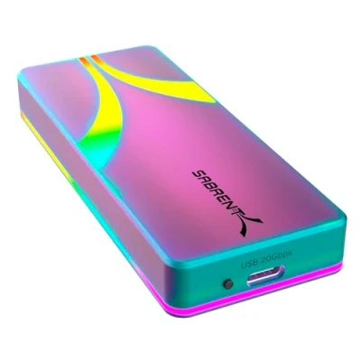 Afbeelding van SABRENT Rocket RGB USB C 20Gbps M.2 SATA/NVMe SSD behuizing Speciale editie (EC RGBC)