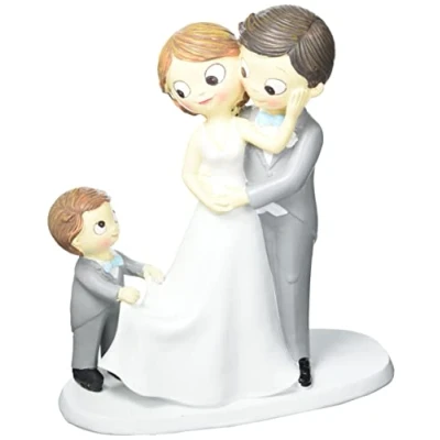 Afbeelding van Figuur taart Pop &amp; Fun bruidspaar met kind 21 cm