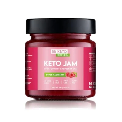 Afbeelding van Be keto jam Super Raspberry 200g koolhydraatarme vriendelijke veganistisch, glutenvrij, natuurlijk en volledig suikervrij.