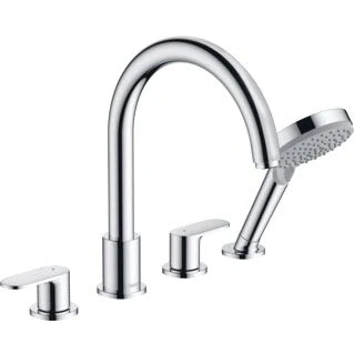 Afbeelding van hansgrohe vernis 4 gats badrand mengkraan chroom 71456000