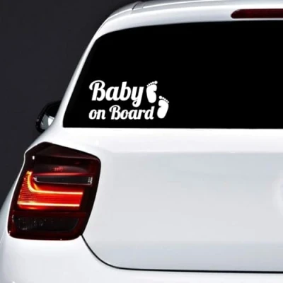 Afbeelding van Autodomy Baby on Board Stickers in Car 2 stuks (wit)