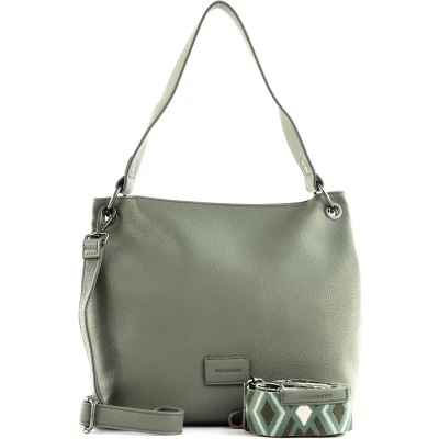 Afbeelding van FREDsBRUDER Leren Schoudertas Lanbe Hobo Bag Sage Kaki