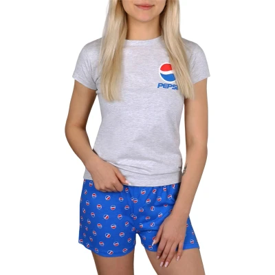 Afbeelding van PEPSI Meisjespyjama met korte broek, grijze en blauwe zomerpyjama / 134