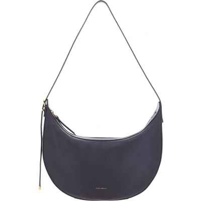 Afbeelding van Coccinelle Leren Schoudertas Gleen Handbag Grained Leather Ardesia Antraciet
