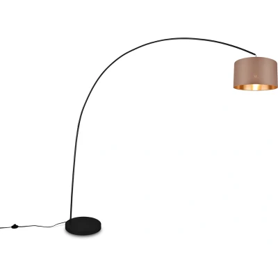 Afbeelding van TRIO MANSUR Vloerlamp Booglamp Zwart + Taupe kap H210cm