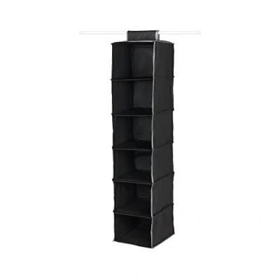 Afbeelding van Compactor Hangende Organisator voor Schoenen en Kleding, 6 Compartimenten, Klittenbandsluiting, Ondersteunt tot 6kg, Zwart, Urban Range, PEVA, 30 x H128 cm